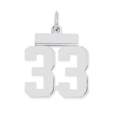 Pendant Number 33 Polished Sterling Silver Small QSS33, MPN: QSS33, 883957101248