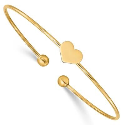 Heart Flexible Bangle 14k Gold Polished DB712, MPN: DB712, 191101562648