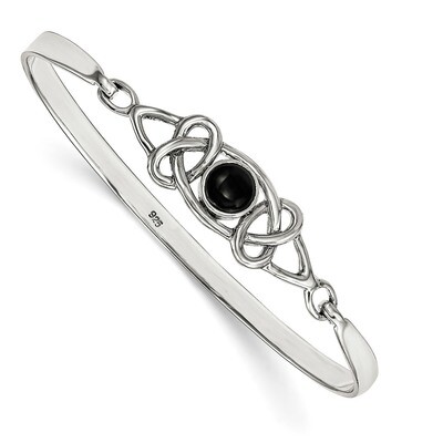 Black Onyx Flexible Bangle Bracelet Sterling Silver QB946, MPN: QB946, 886774128566