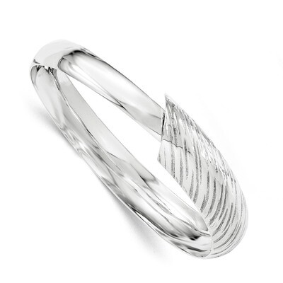 Polished &amp; Pattern Flexible Bangle Sterling Silver QB906