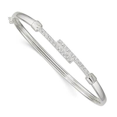 Flexible Bangle Sterling Silver Polished CZ Diamond QB1259, MPN: QB1259, 886774096346