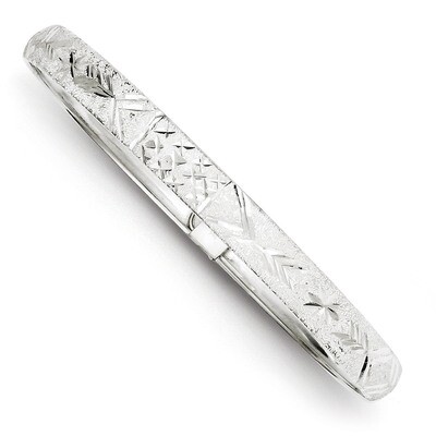 6.5mm Laser &amp; Diamond-cut Flexible Bangle Sterling Silver QB613, MPN: QB613, 886774748740