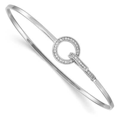 Circle Flexible Bangle Sterling Silver Rhodium-plated CZ Diamond QB1238, MPN: QB1238, 883957953243