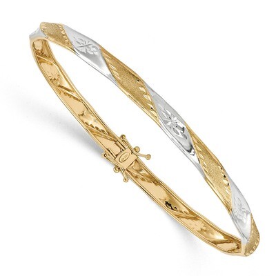 Diamond -cut Flexible Bangle 14k &amp; Rhodium Polished Satin DB597, MPN: DB597, 886774615813