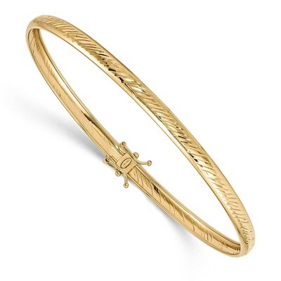 Yellow Gold Polished Diamond -cut Flexible Bangle 14k Gold DB599, MPN: DB599, 191101008733