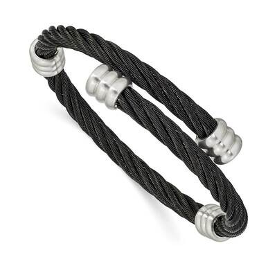 Black Ip Wire Flexible Bangle Stainless Steel Brushed and Polished SRB2593, MPN: SRB2593, 191101864…