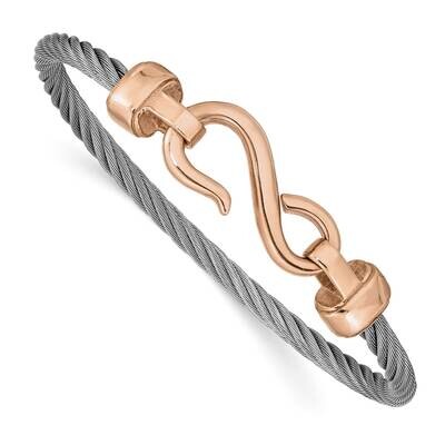 Rose Ip-Plated Hook Flexible Bangle Stainless Steel Polished SRB2577, MPN: SRB2577, 191101864797