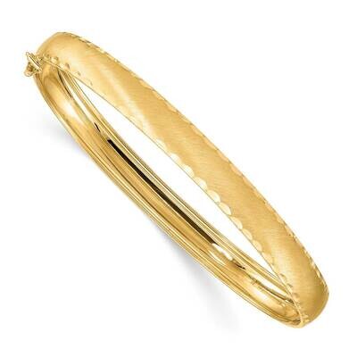 Diamond-cut Edge Oval Flexible Bangle 14k Gold Satin DB685, MPN: DB685, 886774093161