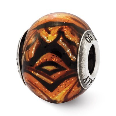 Decorative Orange Glass Bead - Sterling Silver QRS2528, MPN: QRS2528, 883957549866