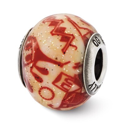 Decorative Red Glass Bead - Sterling Silver QRS2520, MPN: QRS2520, 883957579597