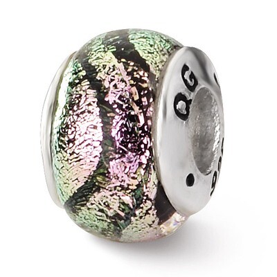 Pink Dichroic Glass Bead - Sterling Silver QRS1455, MPN: QRS1455, 883957305714