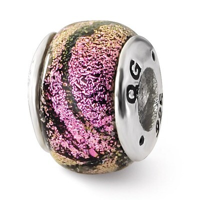 Purple Dichroic Glass Bead - Sterling Silver QRS1456, MPN: QRS1456, 883957305721