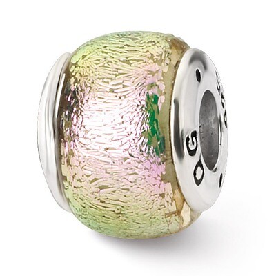 Pink Dichroic Glass Bead - Sterling Silver QRS1450, MPN: QRS1450, 883957305660