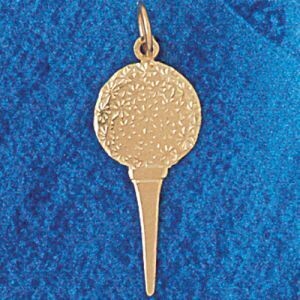 Dazzlers Jewelry Golf Ball Pendant Necklace Charm Bracelet in Yellow, White or Rose Gold 3392, MPN:…