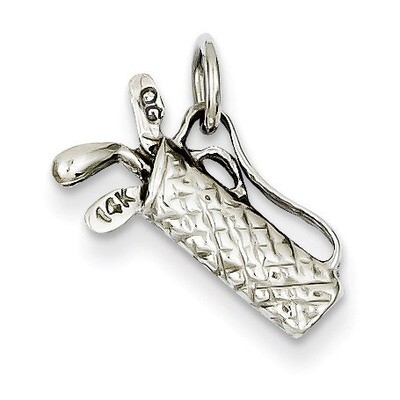 3-D Golf Bag Clubs Charm 14k White Gold Solid Polished K1107, MPN: K1107, 883957865928
