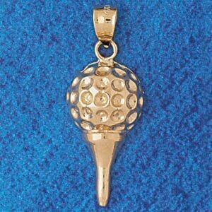 Dazzlers Jewelry Golf Ball Pendant Necklace Charm Bracelet in Yellow, White or Rose Gold 3390, MPN:…