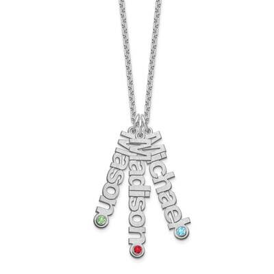 3 Pendant Name Necklace with Birthstones Sterling Silver Satin XNA1091SS, MPN: XNA1091SS, 191101991…