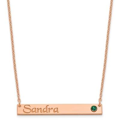 Personalized Bar with Birthstone Necklace Sterling Silver Rose-plated XNA1090RP, MPN: XNA1090RP,
