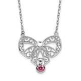 Oct. Bow CZ Diamond Birthstone Necklace 18 Inch Sterling Silver Rhodium-Plated Polished QG6140-18, …