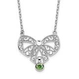 Aug. Bow CZ Diamond Birthstone Necklace 18 Inch Sterling Silver Rhodium-Plated Polished QG6138-18, …