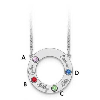 4 Name Cutout Circle Necklace with Birthstones Sterling Silver Rhodium-plated XNA880/4SS, MPN: XNA8…