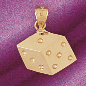 Dazzlers Jewelry Dice Pendant Necklace Charm Bracelet in Yellow, White or Rose Gold 5432, MPN: DZ-5…