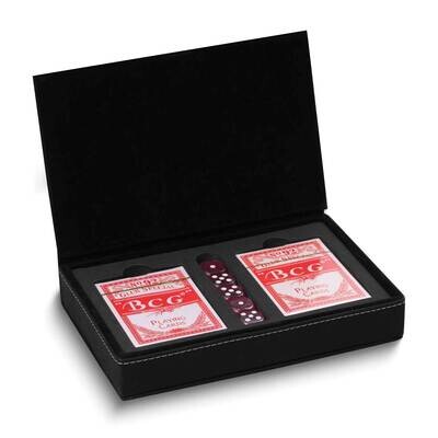 Black Leatherette Case with Two Card Decks and 5 Dice Set GM24158, MPN: GM24158, 797140405627