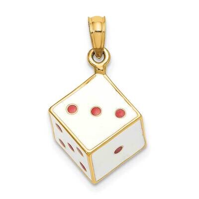 Enamel Dice Charm 14k Gold 3-D K6959, MPN: K6959, 637218132447