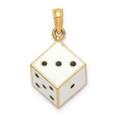 Enamel Dice Charm 14k Gold 3-D K6958, MPN: K6958, 637218132430