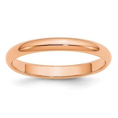3mm Half-Round Wedding Band 14k Rose Gold RHR030, MPN: RHR030, 883957914190