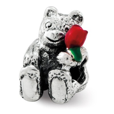 Bear with Flower Bead - Sterling Silver QRS2391, MPN: QRS2391, 883957408798