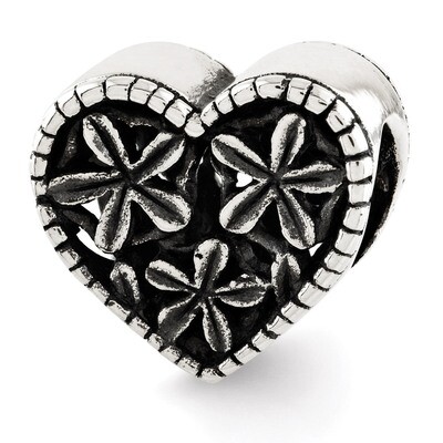 Heart with Flowers Bead - Sterling Silver QRS2975, MPN: QRS2975, 886774991405