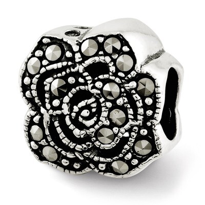 Marcasite Flower Bead - Sterling Silver QRS2676, MPN: QRS2676, 886774991108