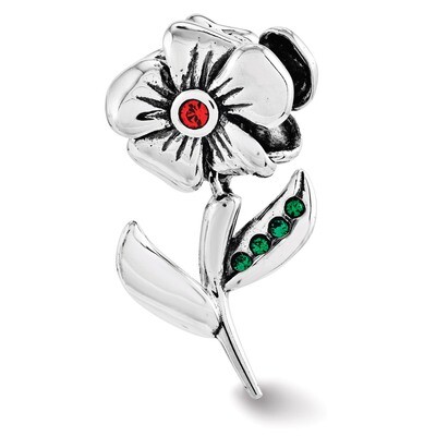 Orange Green Swarovski Flower Bead - Sterling Silver QRS3355, MPN: QRS3355, 886774613734