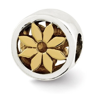 Gold-plated Flower Bead - Sterling Silver QRS2740, MPN: QRS2740, 886774991177