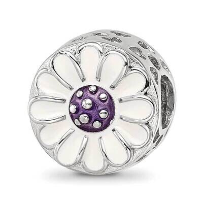 Enamel Flower Bead Sterling Silver Rhodium-plated QRS4182, MPN: QRS4182,