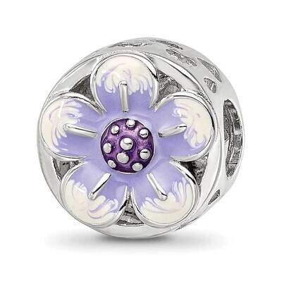 Enamel Flower Bead Sterling Silver Rhodium-plated QRS4181, MPN: QRS4181,