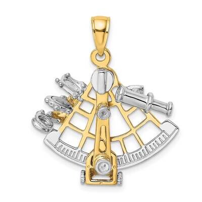 3-D Moveable Old Fashion Compass Charm 14k Gold Rhodium K9260, MPN: K9260, 637218088607