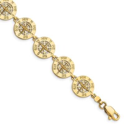 2-D Nautical Compass Bracelet 14k Gold Polished FB1595-7.25, MPN: FB1595-7.25, 883957945750