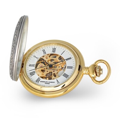 Charles Hubert 2-tone Shield Hunter Case Skeleton Dial Pocket Watch  XWA6136, MPN: XWA6136, 8488700…