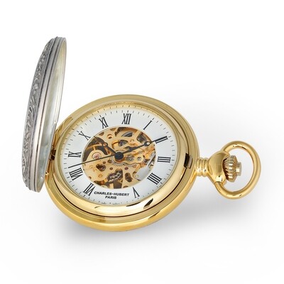 Charles Hubert 2-tone Lion Crest Hunter Case Skeleton Dial Pocket Watch  XWA6135, MPN: XWA6135, 848…
