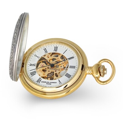 Charles Hubert 2-tone Crown &amp; Shield Skeleton Dial Pocket Watch  XWA6138, MPN: XWA6138, 848870008128