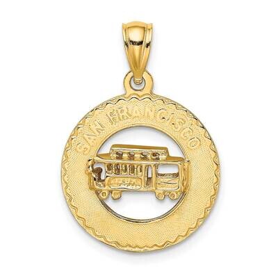 San Francisco Disc with Cable Car Charm 14k Gold 3-D K7187, MPN: K7187, 637218039036