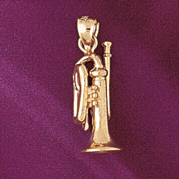 Dazzlers Jewelry Trumpet Pendant Necklace Charm Bracelet in Yellow, White or Rose Gold 6168, MPN: D…