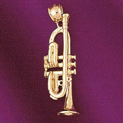 Dazzlers Jewelry Trumpet Pendant Necklace Charm Bracelet in Yellow, White or Rose Gold 6166, MPN: D…