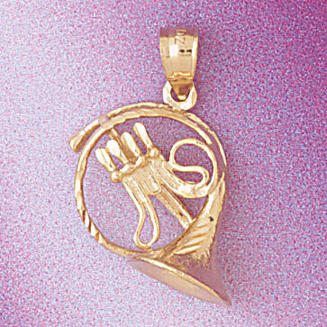 Dazzlers Jewelry French Horn Trumpet Pendant Necklace Charm Bracelet in Yellow, White or Rose Gold …