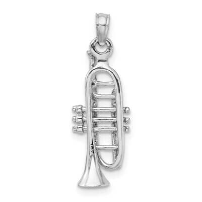 3-Dimensional Trumpet Pendant 14k White Gold Solid Polished C2277W, MPN: C2277W, 637218126071