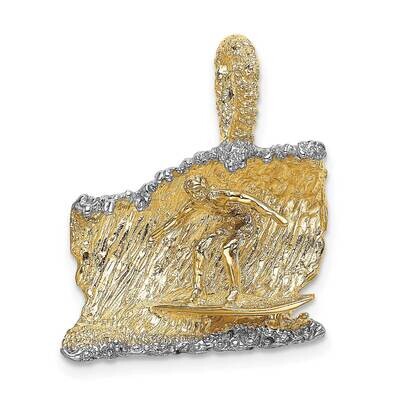 3-D Surfer In Wave Charm 14k Gold Rhodium K1880, MPN: K1880, 637218104628