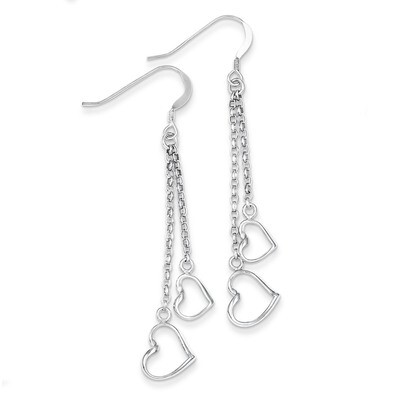 Heart Wind Chime Dangle Shepherd Hook Earrings Sterling Silver QE8752, MPN: QE8752, 886774646442