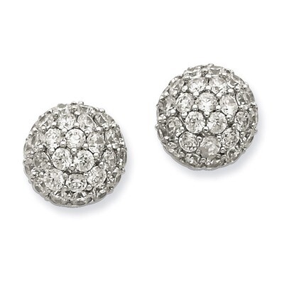 Ball Post Earrings Sterling Silver Diamond QE7369, MPN: QE7369, 883957496436